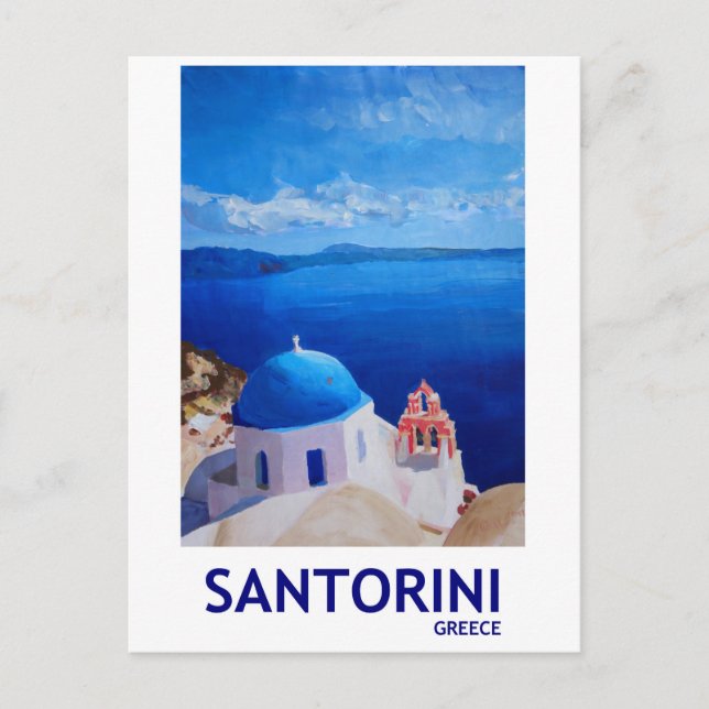 Carte Postale Blue Santorin, Grèce - Vue depuis Oia (Devant)