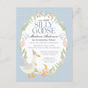 Carte Postale Blue Silly Goose Floral En vichy fête d'anniversai