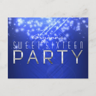 Carte postale Blue Sparkle Glam Club Vibe PARTY