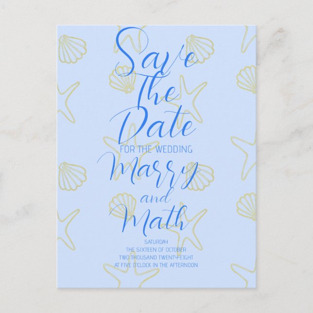 Carte Postale Blue Summer Simple Sea Shell et Star Beach Desing (Devant)