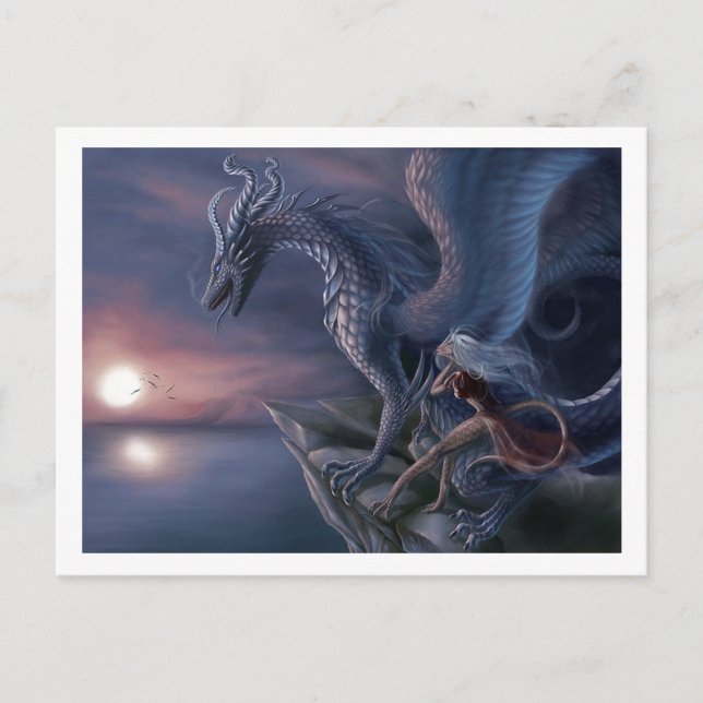 Carte postale Blue Sunset Dragon | Imaginaire envo (Devant)
