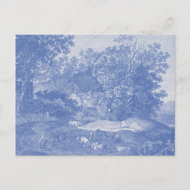 Carte Postale Blue Toil de Jouy Pays Français Shabby Elégance (Devant)