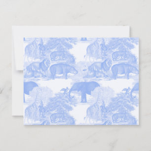 Carte Postale Blue Toile Jungle Animaux Safari Chinoiserie