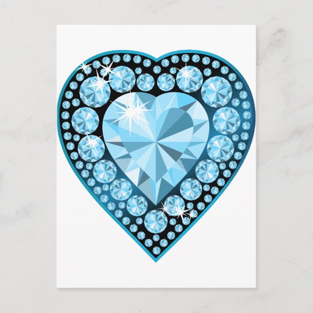 Carte Postale Blue Topaz Gem Heart (Devant)