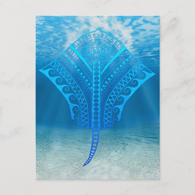 Carte Postale Blue Tribal Stingray (Devant)