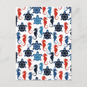 Carte Postale Blue Tropical Ocean Turtle Seahores
