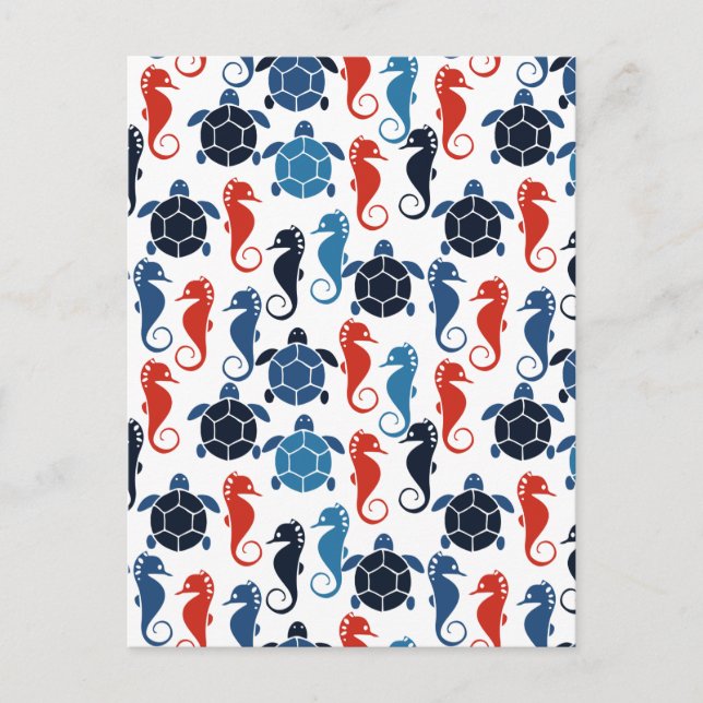 Carte Postale Blue Tropical Ocean Turtle Seahores (Devant)