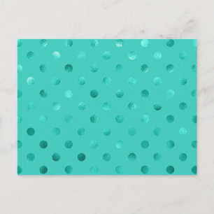 Carte Postale Blue Turquoise Métallurgique Faux Foil Polka Dot A