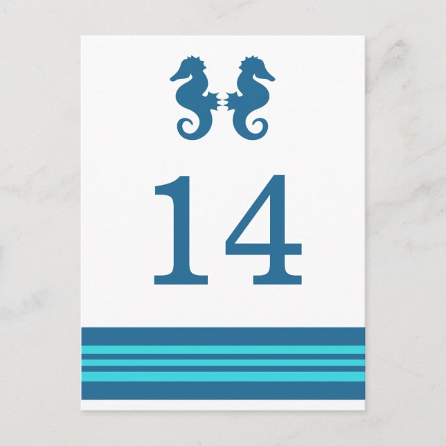 Carte Postale Blue Turquoise Nautical Seahorse Tab (Devant)