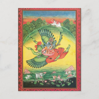 Carte Postale Blue Vishnu sur Garuda Hindu God Art Card