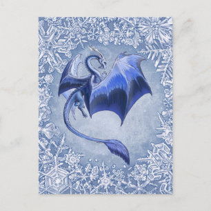 Carte Postale Blue Winter Dragon Imaginaire Nature Art