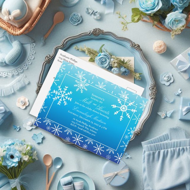 Carte Postale Blue Winter Wonderland Snowflake Baby shower (Créateur téléchargé)