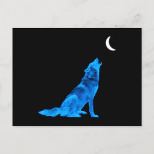Carte Postale Blue Wolf Howling à Moon
