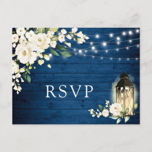 Carte Postale Blue Wood White Roses