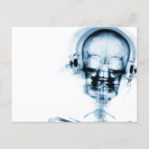 Carte Postale Blue X-Ray Vision Music Skeleton Skull