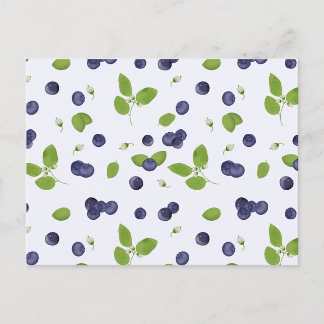 Carte Postale Blueberries Watercolor Blueberry Blossoms Foliage (Devant)