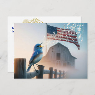 Carte Postale Bluebird Et Le Merci Drapeau Américain
