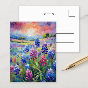 Carte Postale Bluebonnets Art Floral Abstrait