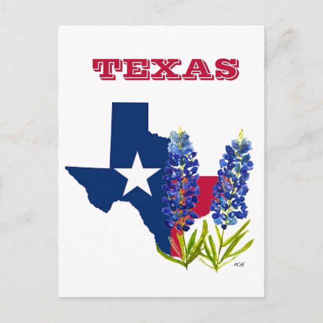 Carte Postale Bluebonnets Texas State Flowers Lupine Watercolor (Devant)