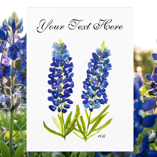 Carte Postale Bluebonnets Texas State Flowers Lupine Watercolor (Créateur téléchargé)