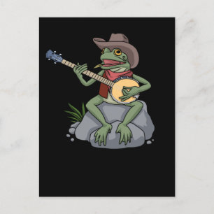 Carte Postale Bluegrass Banjo Frog Pays Musique Cadeau Banjo