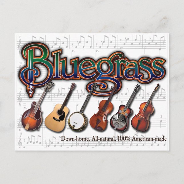 Carte Postale "Bluegrass - fait à 100% américain" (Devant)
