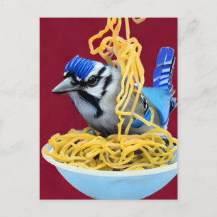 Carte Postale Bluejay Manger Spaghetti