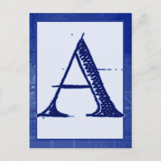 Carte Postale Blueprint Letter "A" Typography Banner Card