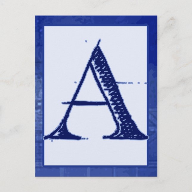 Carte Postale Blueprint Letter "A" Typography Banner Card (Devant)