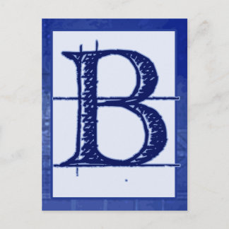 Carte Postale Blueprint Letter "B" Typography Banner Card