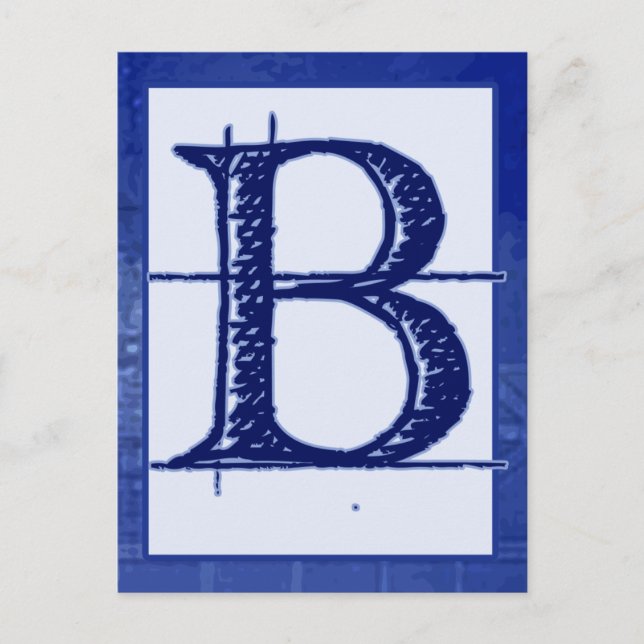 Carte Postale Blueprint Letter "B" Typography Banner Card (Devant)