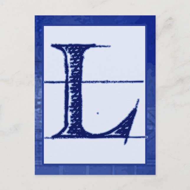Carte Postale Blueprint Letter "L" Typography Banner Card (Devant)