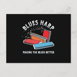 Carte Postale Blues Harp Harmonica Instrument Acoustic Band Cade