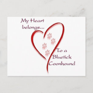 Carte Postale Bluetick Coonhound Heart Belongs