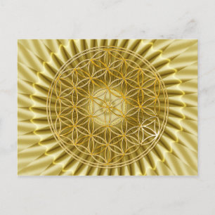 Carte Postale Blume des Lebens brillance en or klein
