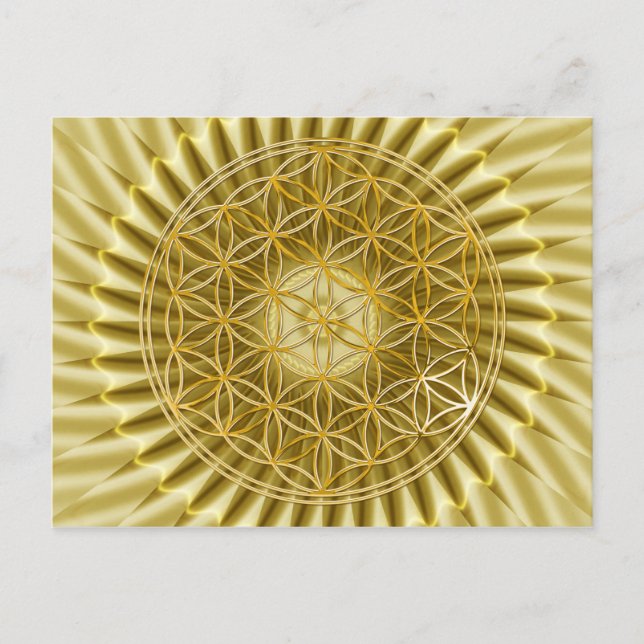 Carte Postale Blume des Lebens | brillance en or klein (Devant)