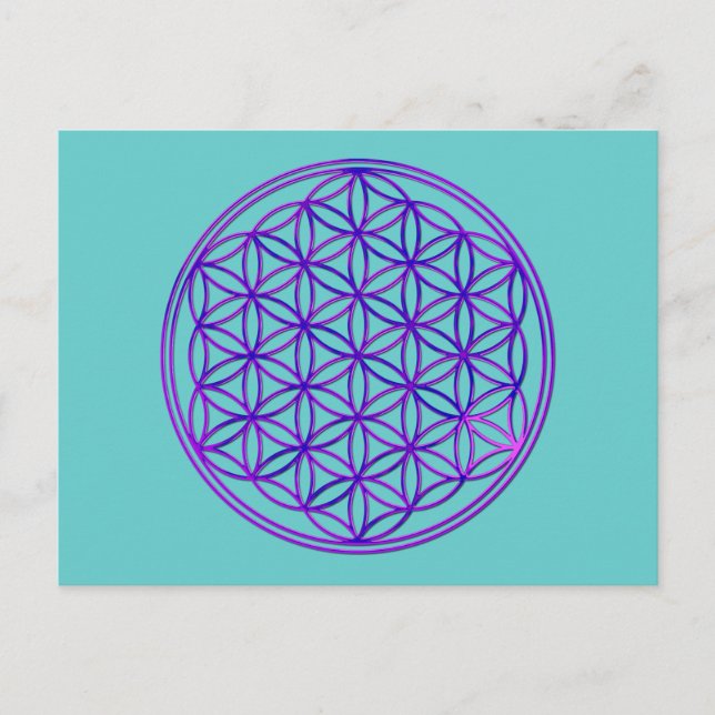 Carte Postale Blume des Lebens / Fleur de vie | bleu rose (Devant)