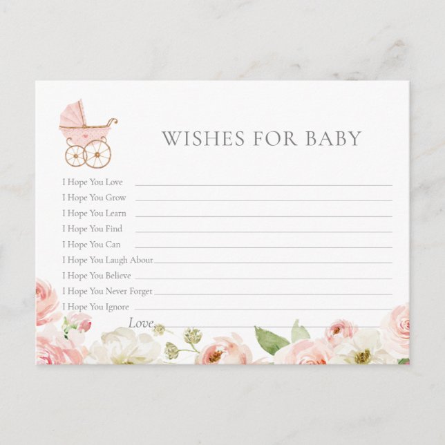 Carte Postale Blush Floral Baby shower Wives for Baby Card (Devant)