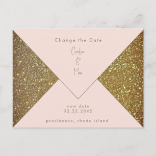 Carte Postale Blush & Gold Glam Mariage Modifier la date