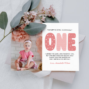 Carte Postale Blush rose 1er Merci d'anniversaire