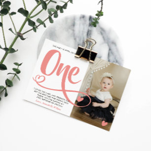 Carte Postale Blush rose 1er Merci d'anniversaire