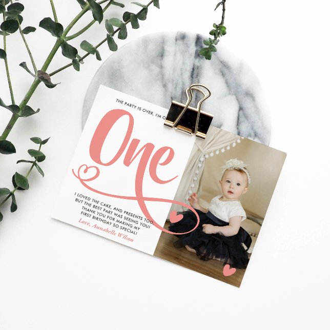 Carte Postale Blush rose 1er Merci d'anniversaire (Créateur téléchargé)