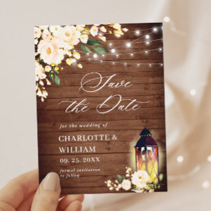 Carte Postale Blush Rose Rustic Wood Wedding Enregistrer la date