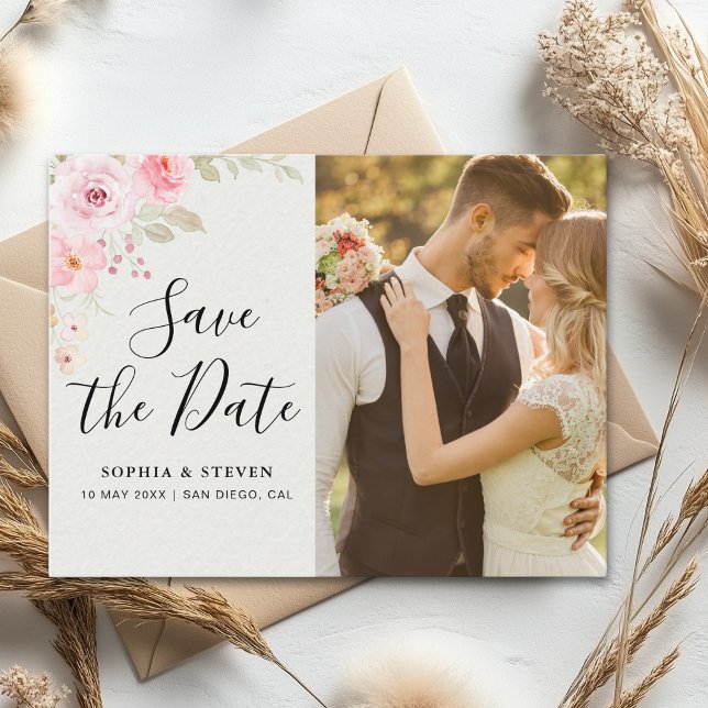 Carte Postale Blush Rose-Themed Elegant Wedding (Créateur téléchargé)