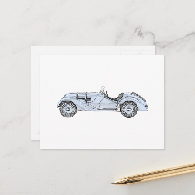 CARTE POSTALE BMW 328 1936 (Devant/Arrière en situation)