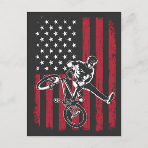 Carte Postale BMX Drapeau américain BMX