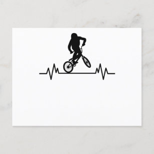 Carte Postale BMX Heartbeat Design Funny Rider vélo cadeau cadea