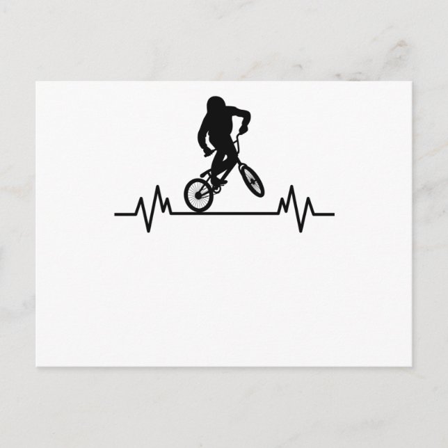 Carte Postale BMX Heartbeat Design Funny Rider vélo cadeau cadea (Devant)
