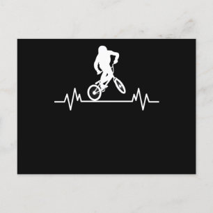 Carte Postale BMX Heartbeat Design Funny Rider vélo cadeau cadea