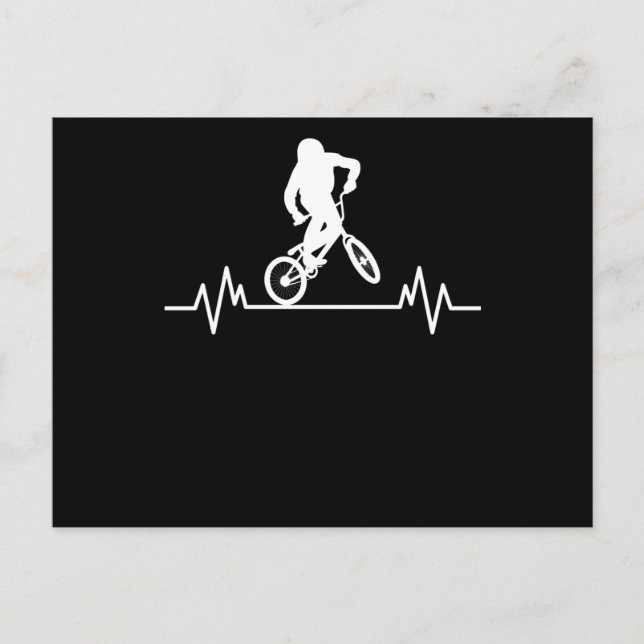 Carte Postale BMX Heartbeat Design Funny Rider vélo cadeau cadea (Devant)